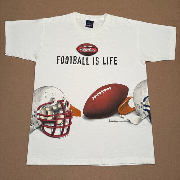 Vintage Football is Life Big Ball Sports All Over Print USA 90s Shirt Sz Large - Picture 1 of 8